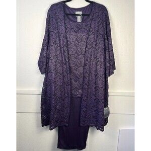 Catherine’s 3 Piece Pant Set Size 28WP Purple Glimmer Lace Holidays Formal